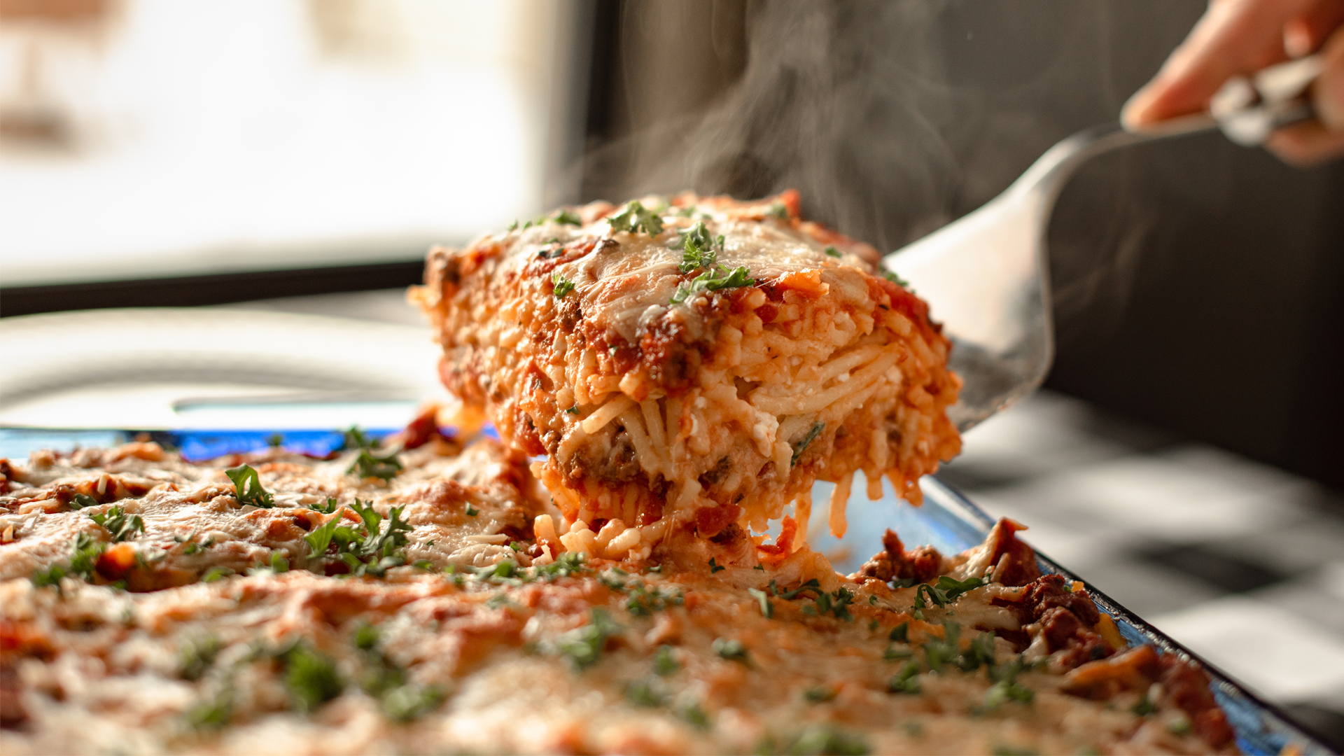 Comforting Baked Spaghetti with Homemade Garlic Bread